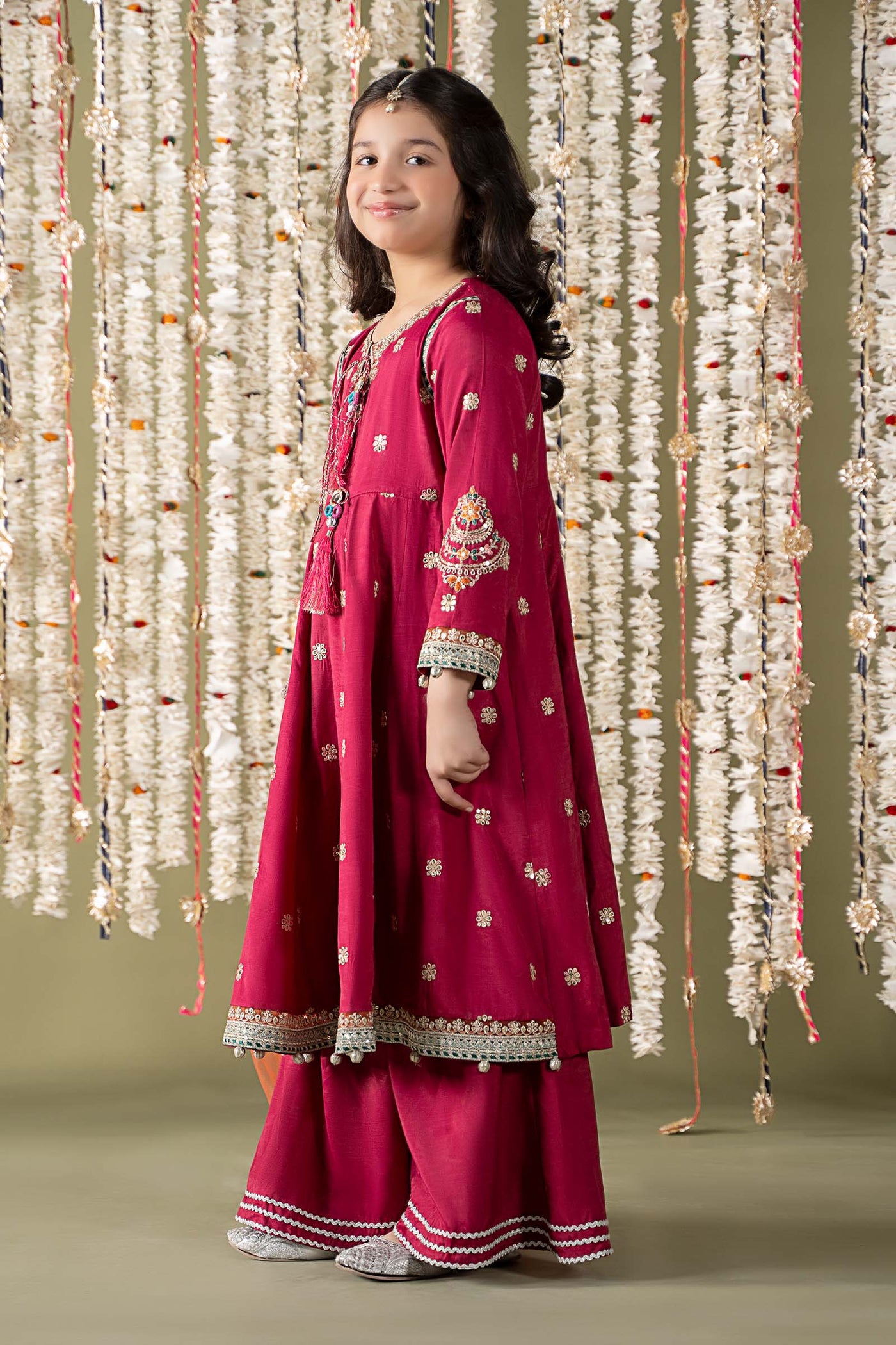 3 Piece Embroidered Raw Silk Suit | MKS-EF25-07