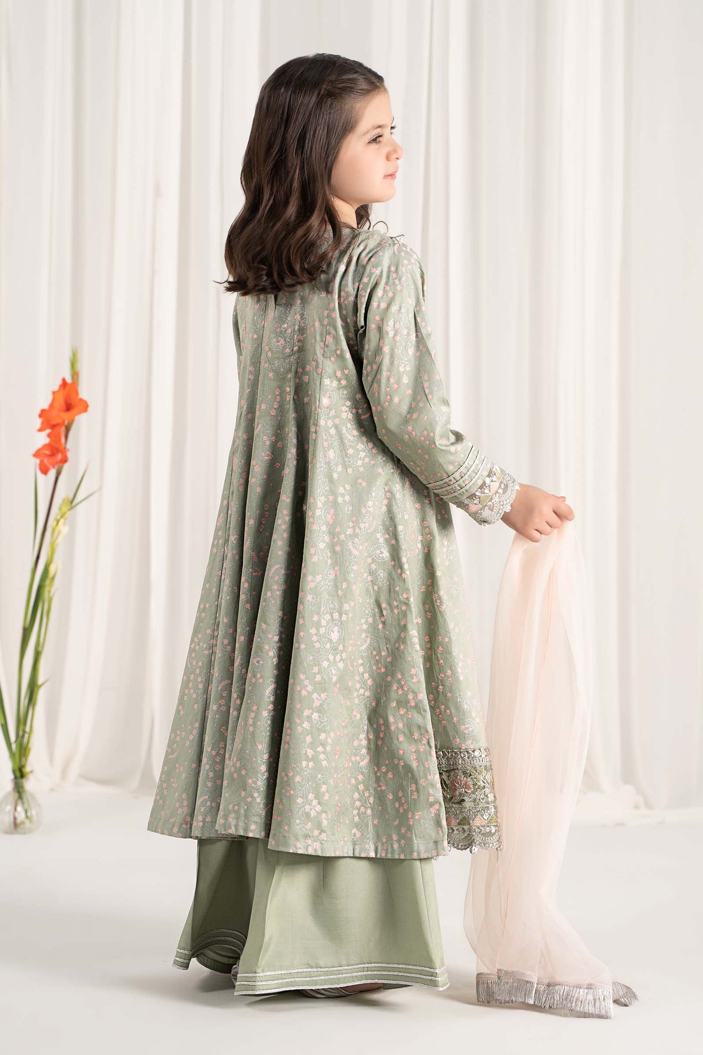 3 Piece Embroidered Cotton Satin Suit | MKS-EF25-08