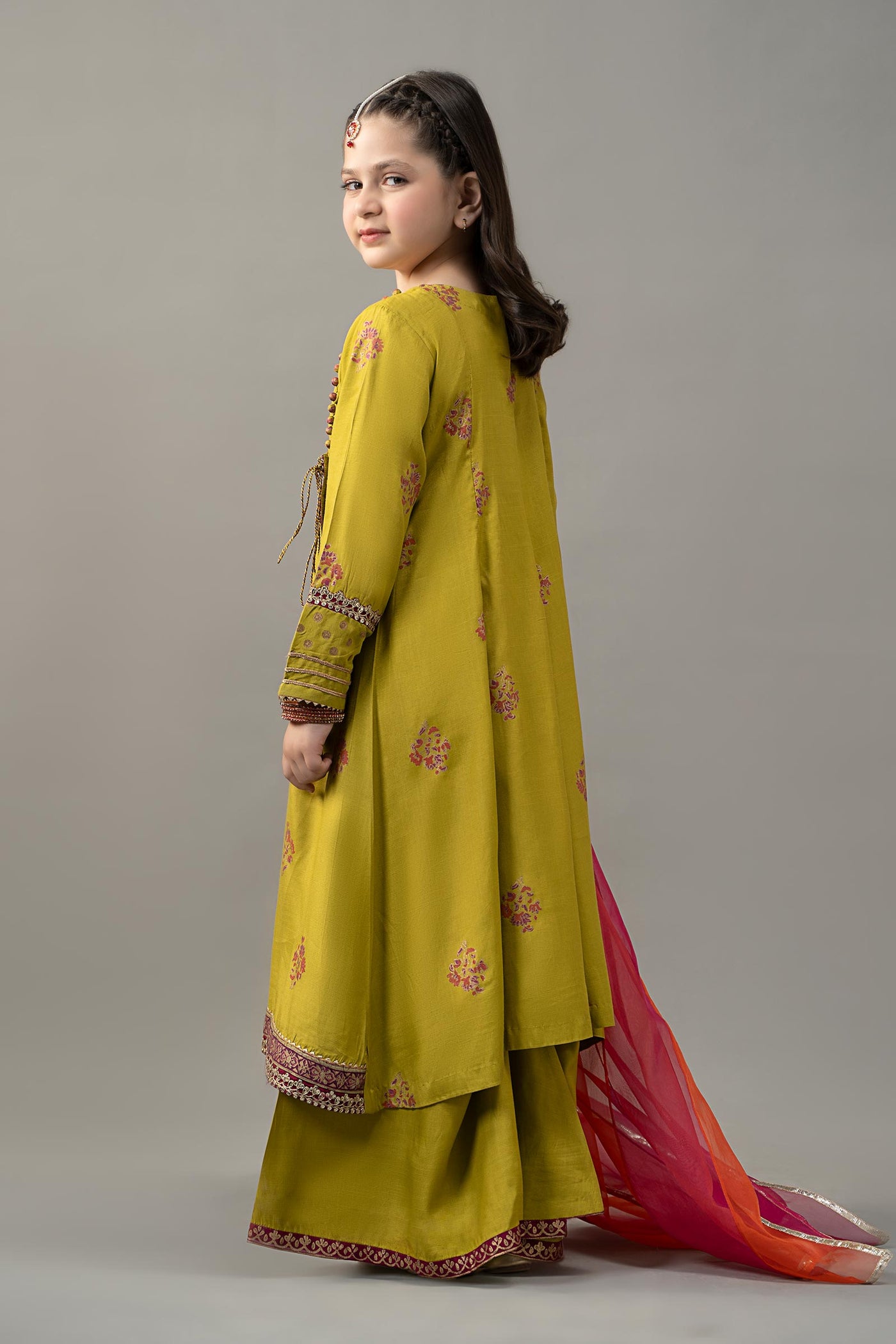 3 Piece Embroidered Raw Silk Suit | MKS-EF25-13