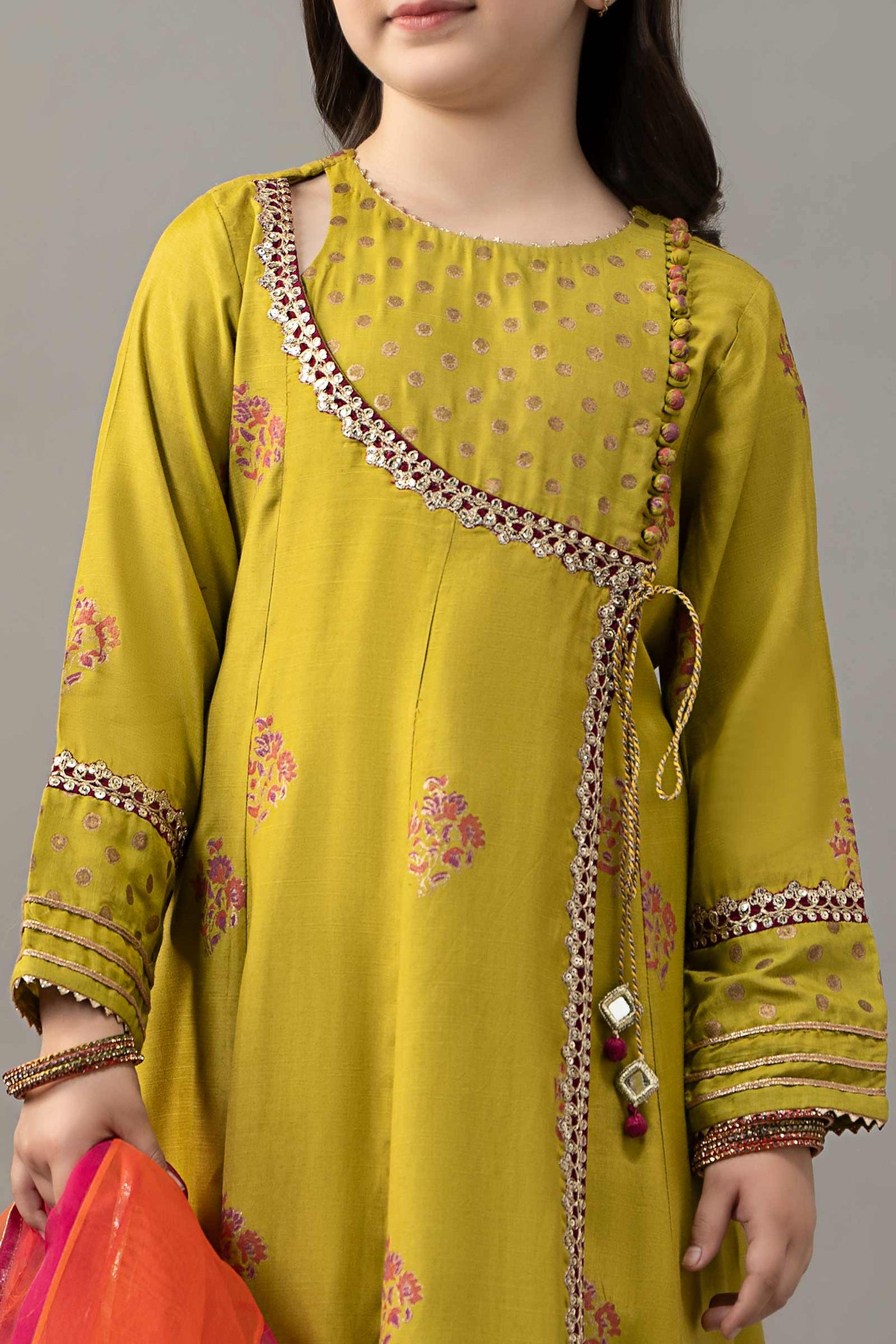 3 Piece Embroidered Raw Silk Suit | MKS-EF25-13