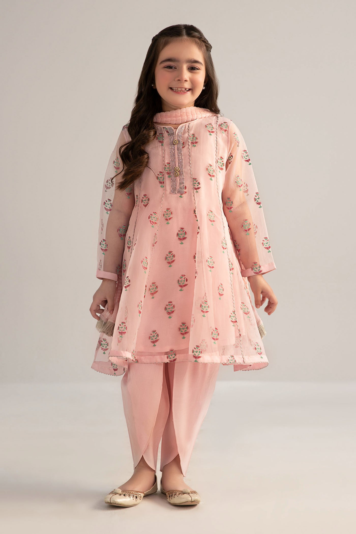 3 Piece Printed Poly Organza Suit | MKS-EF25-15