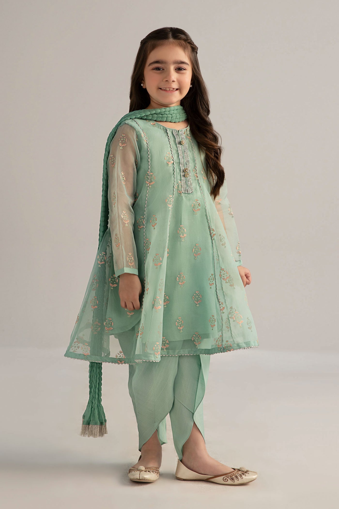 3 Piece Printed Poly Organza Suit | MKS-EF25-15