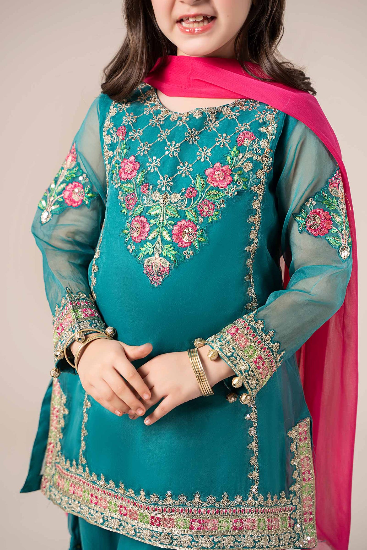 3 Piece Embroidered Organza Suit | MKS-EF25-16