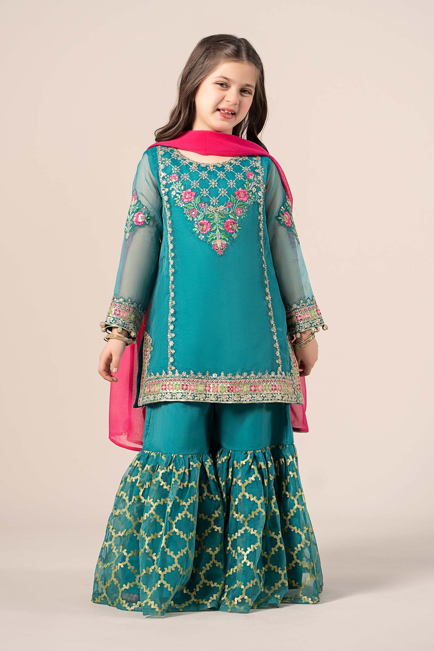 3 Piece Embroidered Organza Suit | MKS-EF25-16