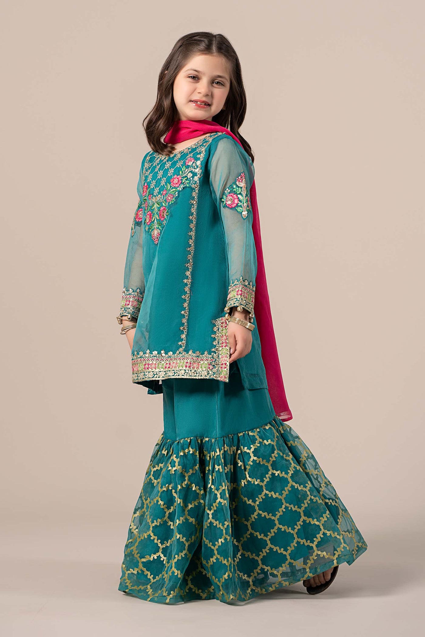 3 Piece Embroidered Organza Suit | MKS-EF25-16