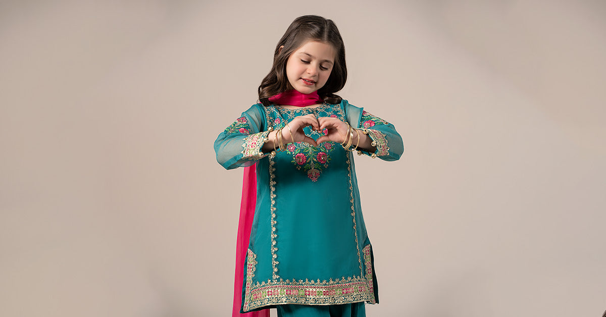 3 Piece Embroidered Organza Suit | MKS-EF25-16