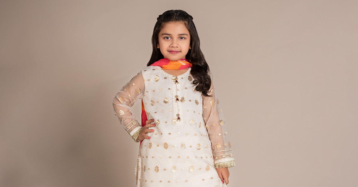 3 Piece Embroidered Organza Lurex Suit | MKS-EF25-20