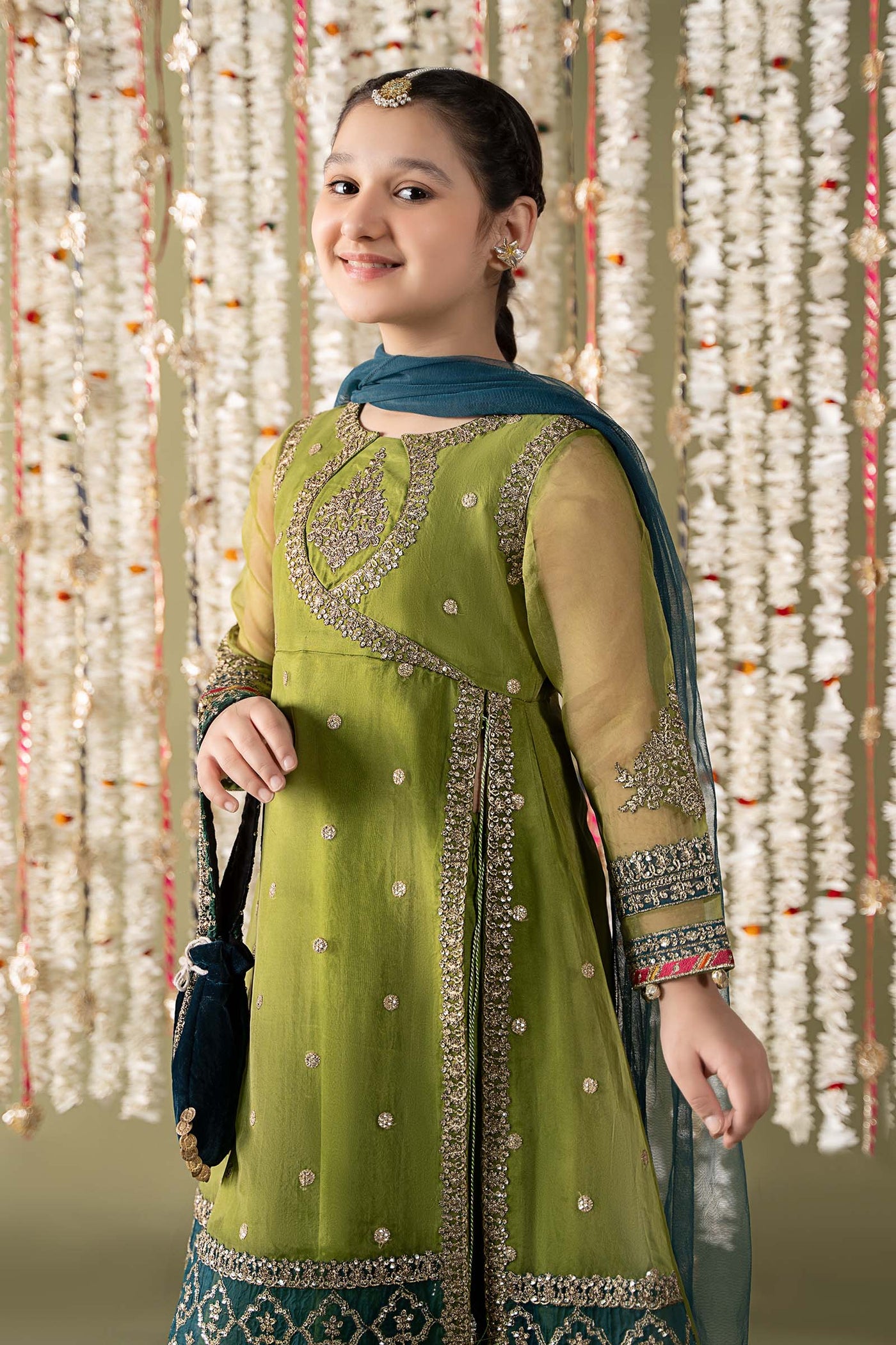 3 Piece Embroidered Organza Suit | MKS-EF25-21