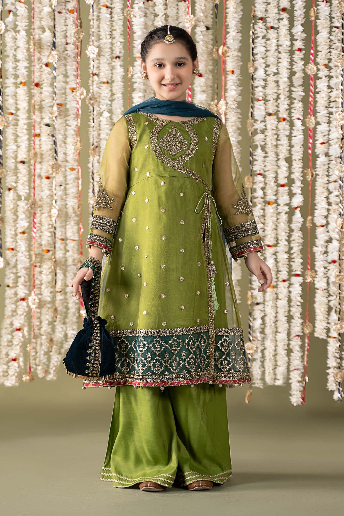 3 Piece Embroidered Organza Suit | MKS-EF25-21