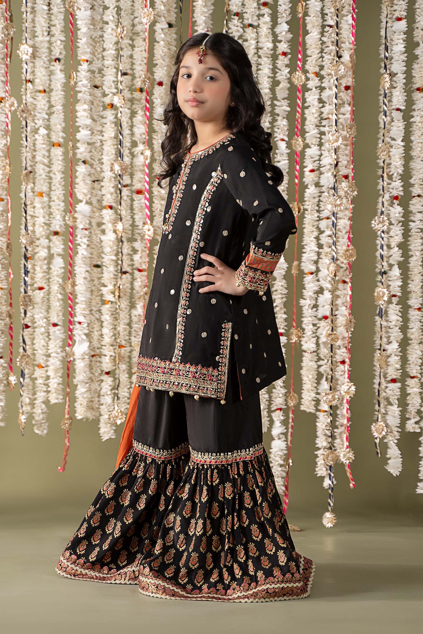 3 Piece Embroidered Raw Silk Suit | MKS-EF25-25