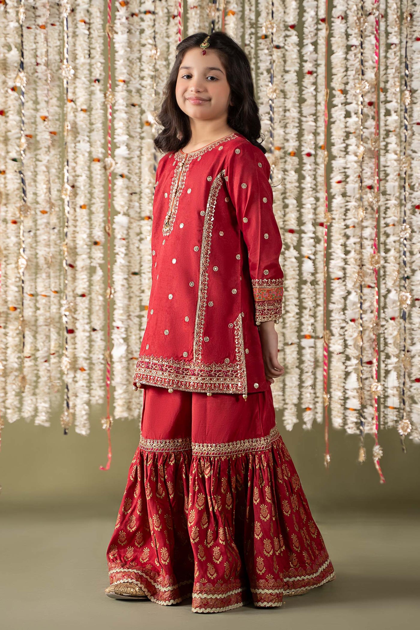 3 Piece Embroidered Raw Silk Suit | MKS-EF25-25