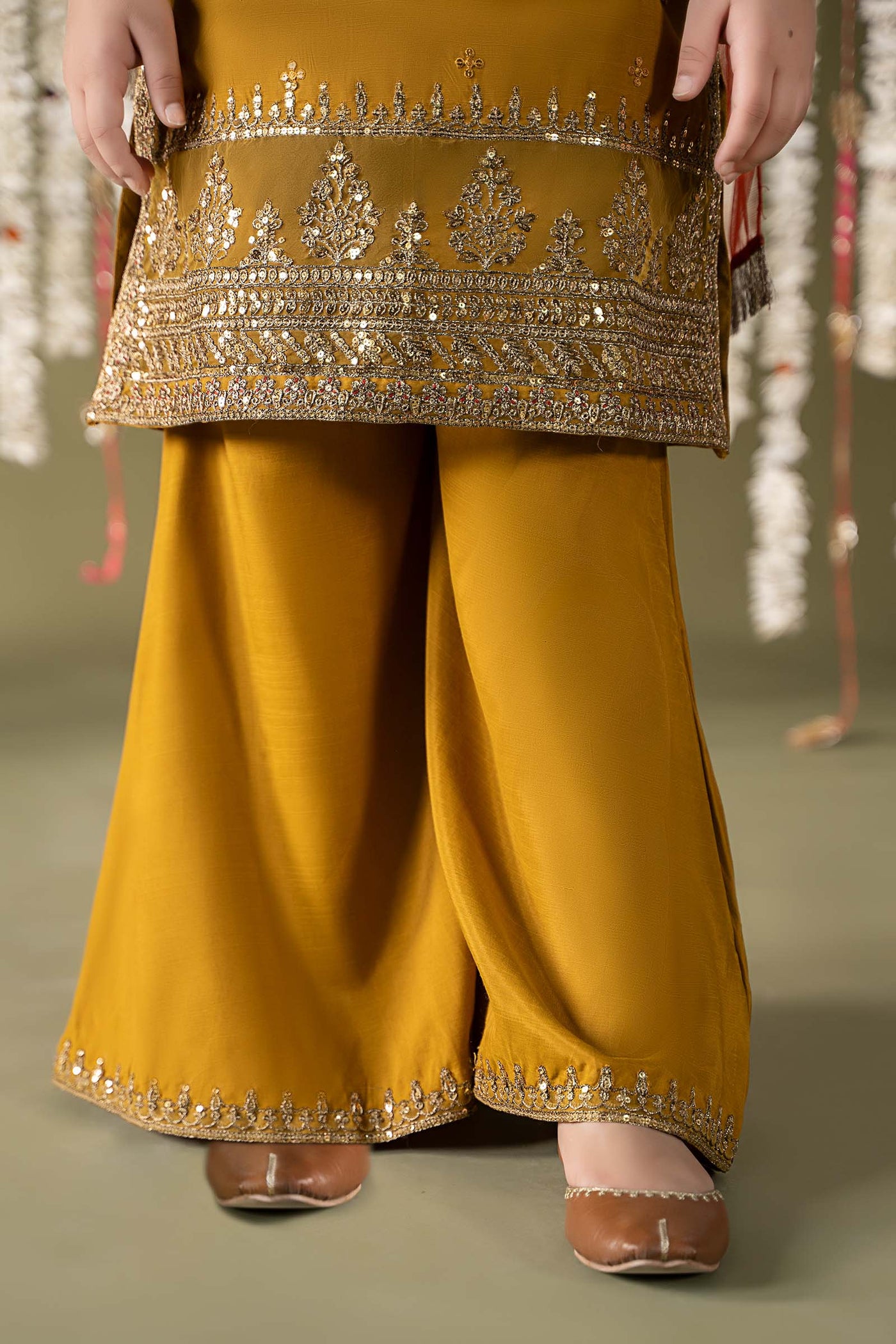 3 Piece Embroidered Raw Silk Suit | MKS-EF25-27