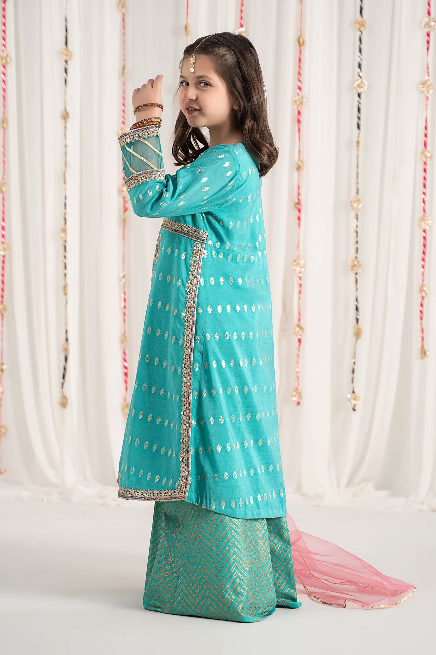 3 Piece Embroidered Raw Silk Suit | MKS-EF25-30