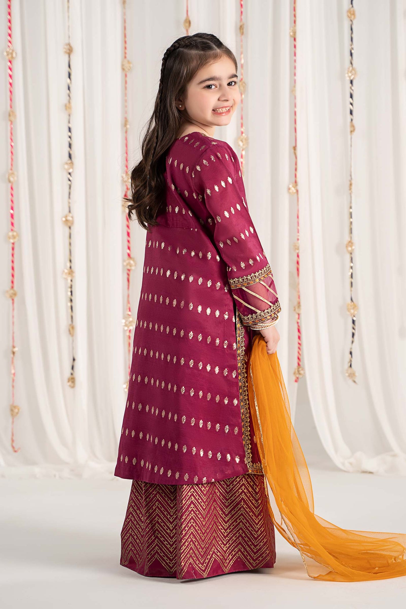 3 Piece Embroidered Raw Silk Suit | MKS-EF25-30