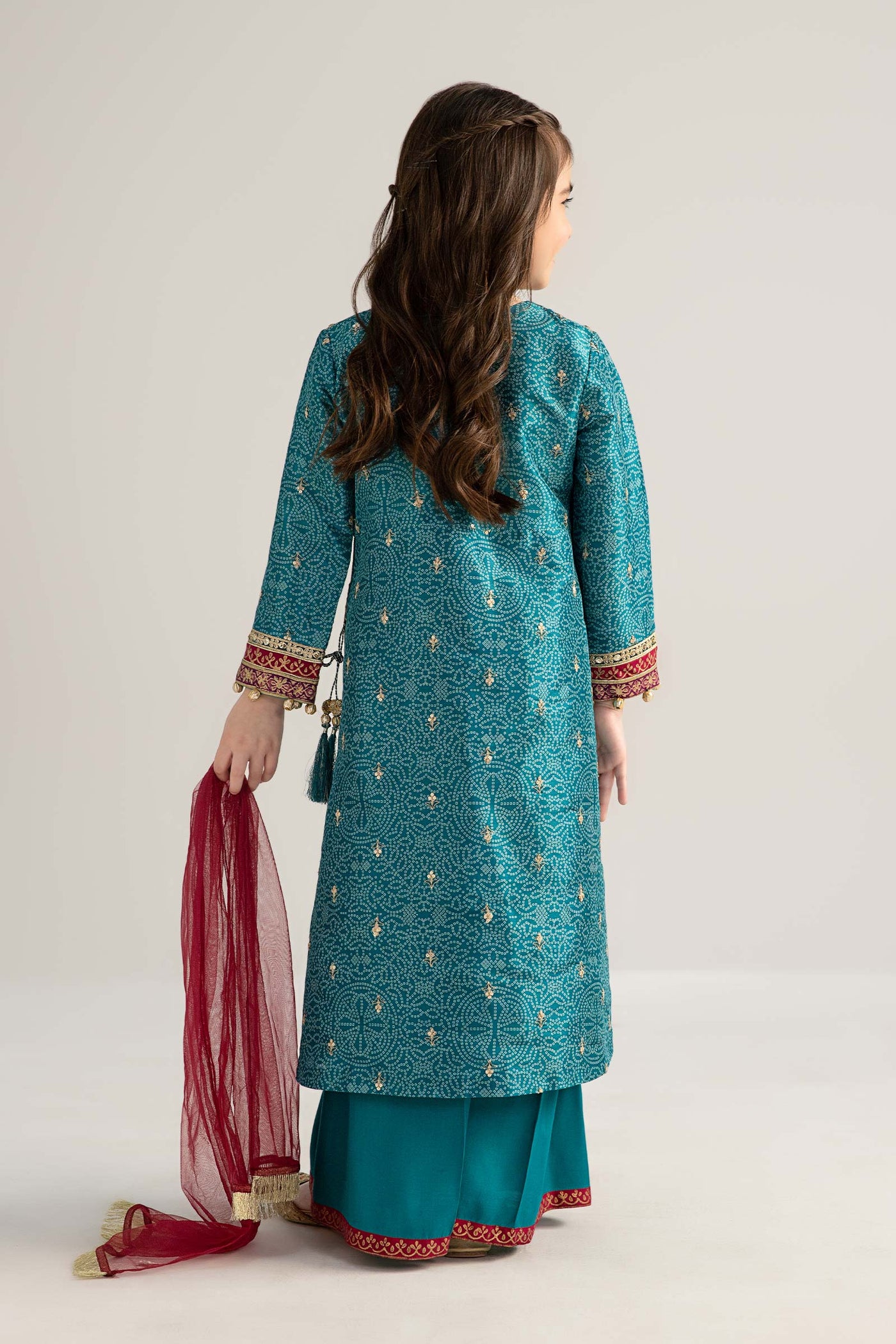 3 Piece Embroidered Raw Silk Suit | MKS-EF25-33