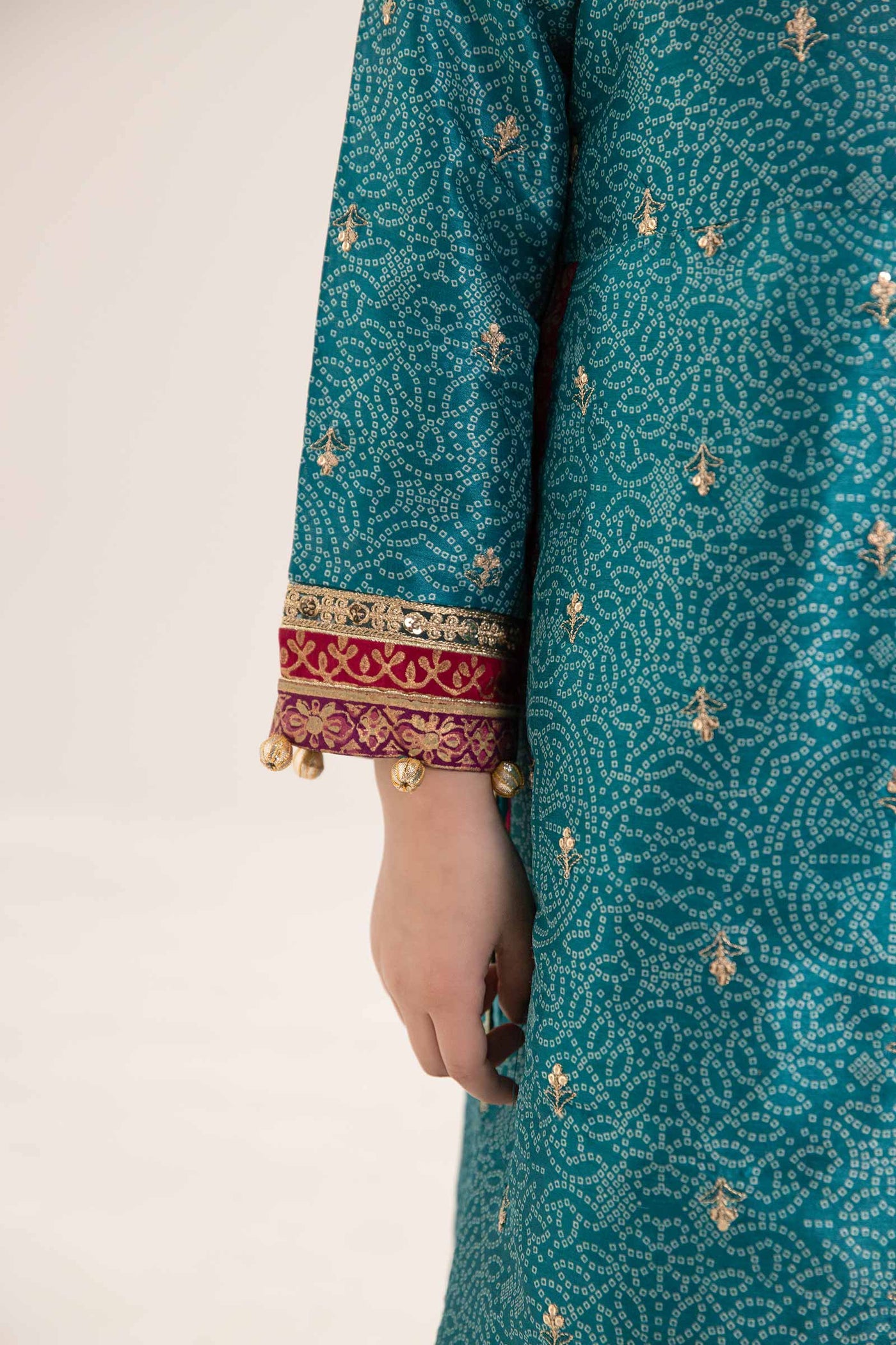 3 Piece Embroidered Raw Silk Suit | MKS-EF25-33