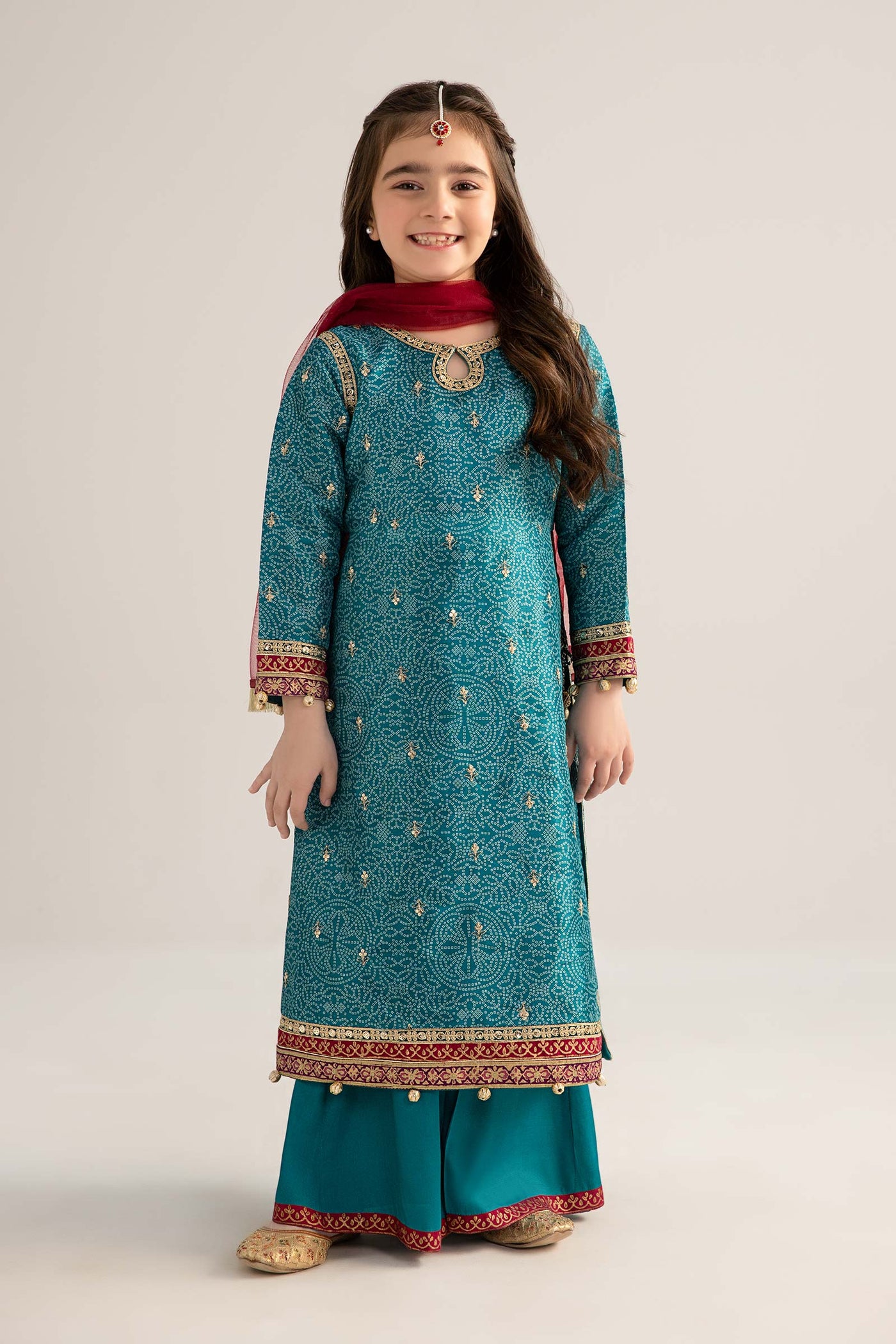 3 Piece Embroidered Raw Silk Suit | MKS-EF25-33