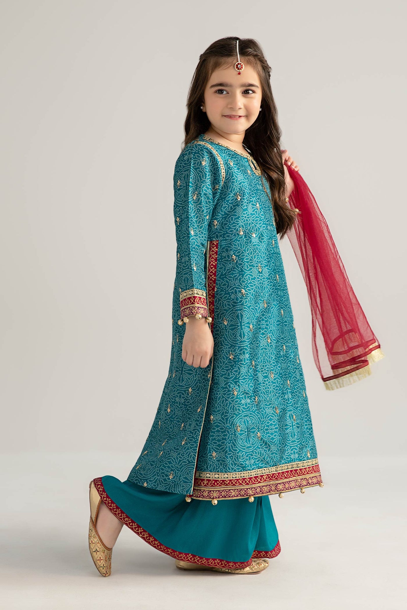 3 Piece Embroidered Raw Silk Suit | MKS-EF25-33