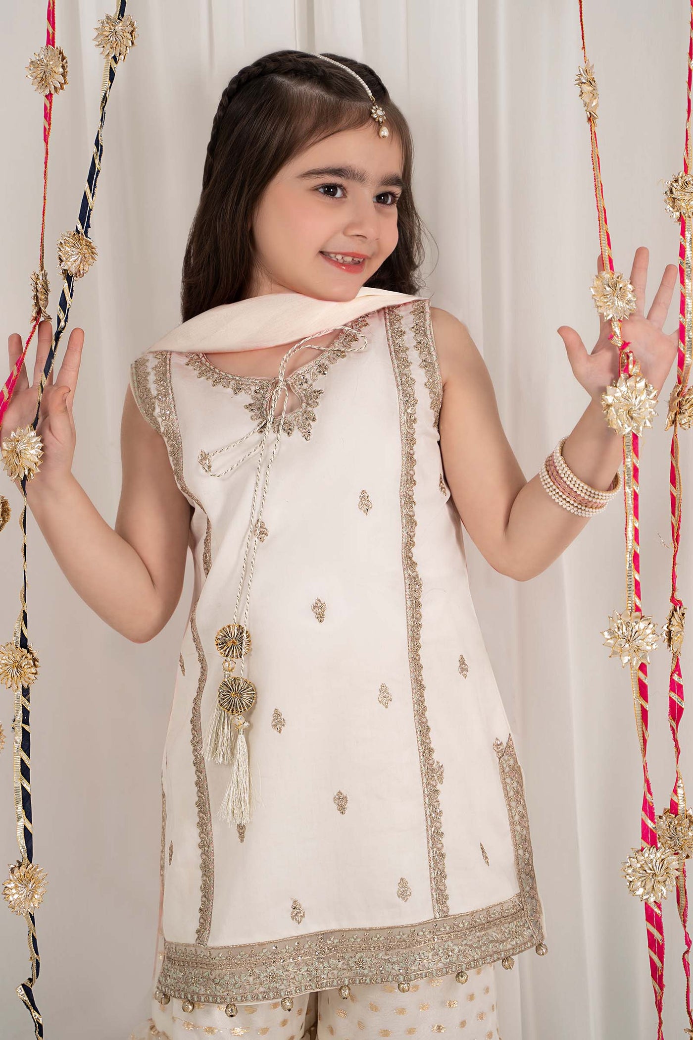 3 Piece Embroidered Cotton Satin Suit | MKS-EF25-35