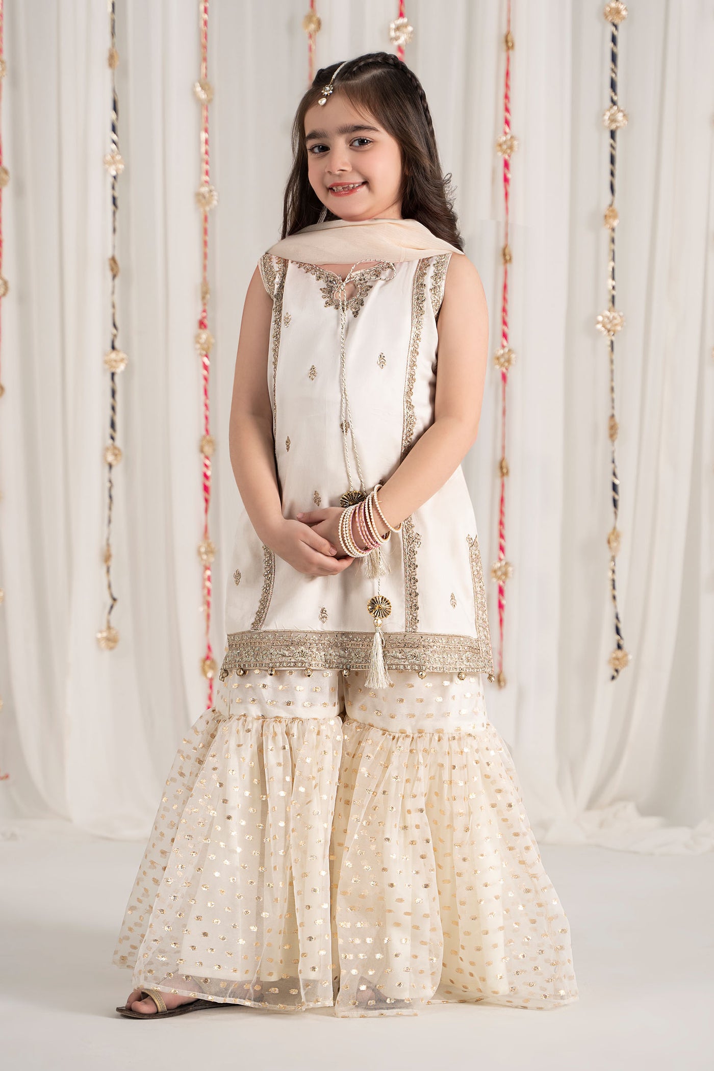 3 Piece Embroidered Cotton Satin Suit | MKS-EF25-35