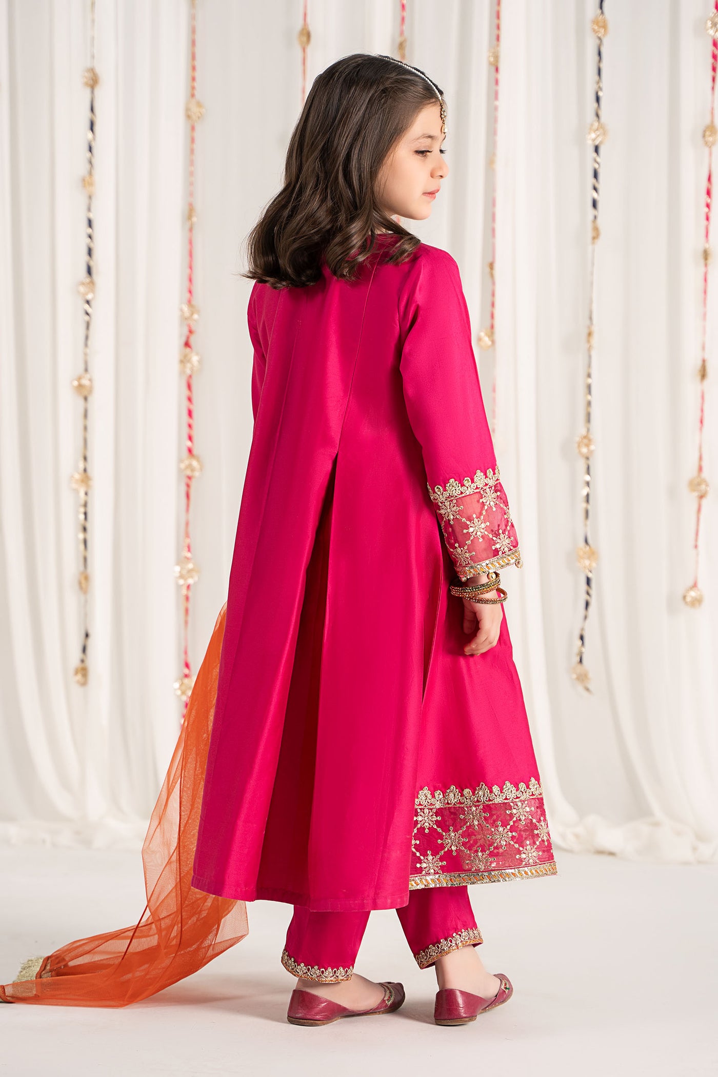 3 Piece Embroidered Cotton Satin Suit | MKS-EF25-41