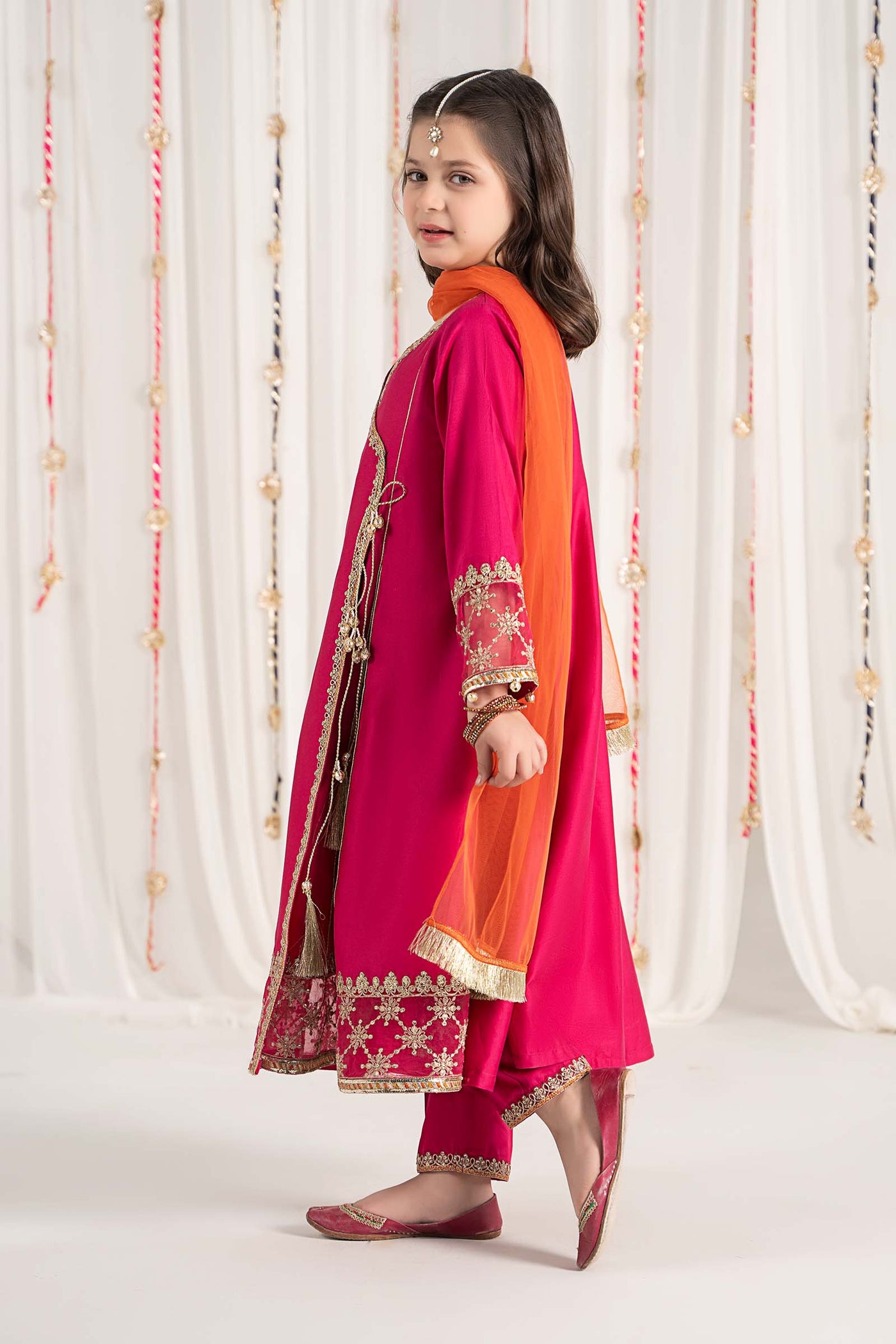 3 Piece Embroidered Cotton Satin Suit | MKS-EF25-41