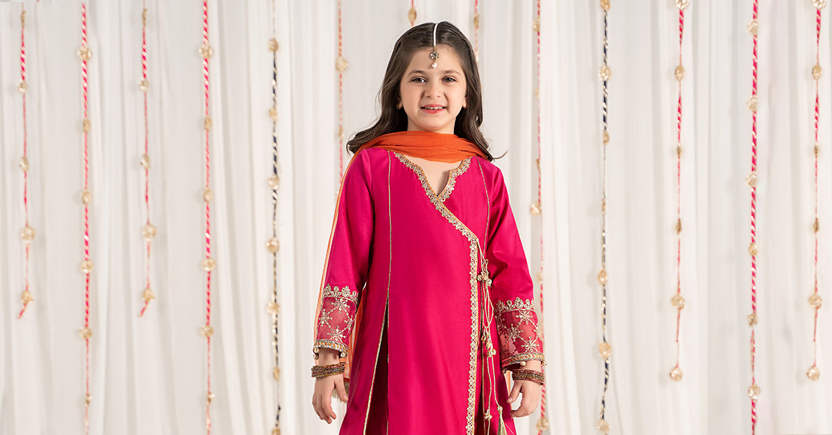 3 Piece Embroidered Cotton Satin Suit | MKS-EF25-41