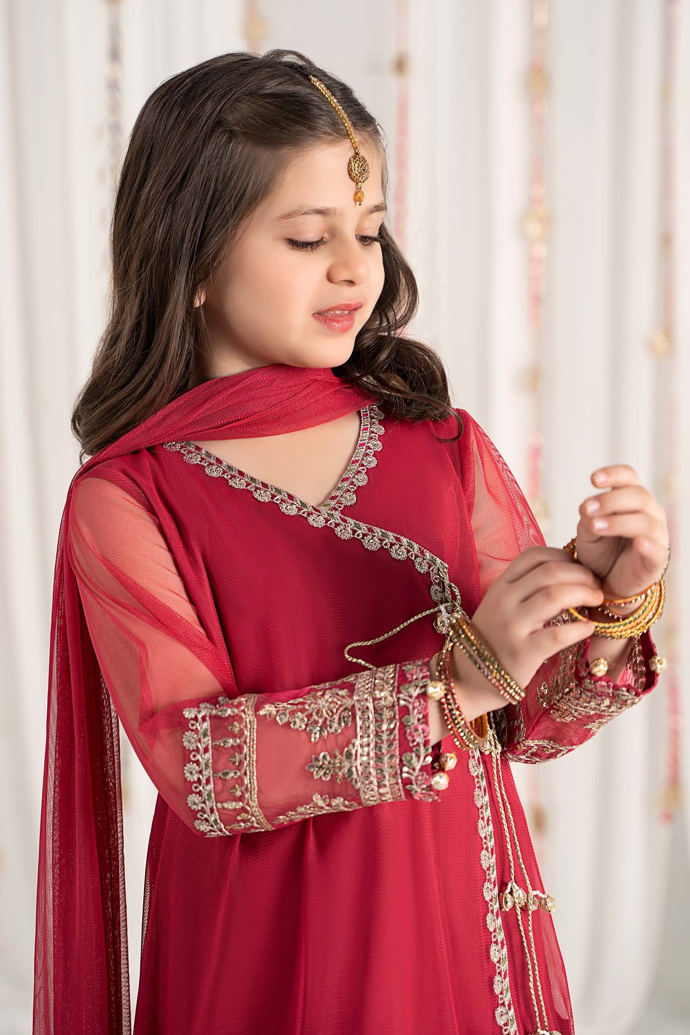 3 Piece Embroidered Polyester Net Suit | MKS-EF25-43