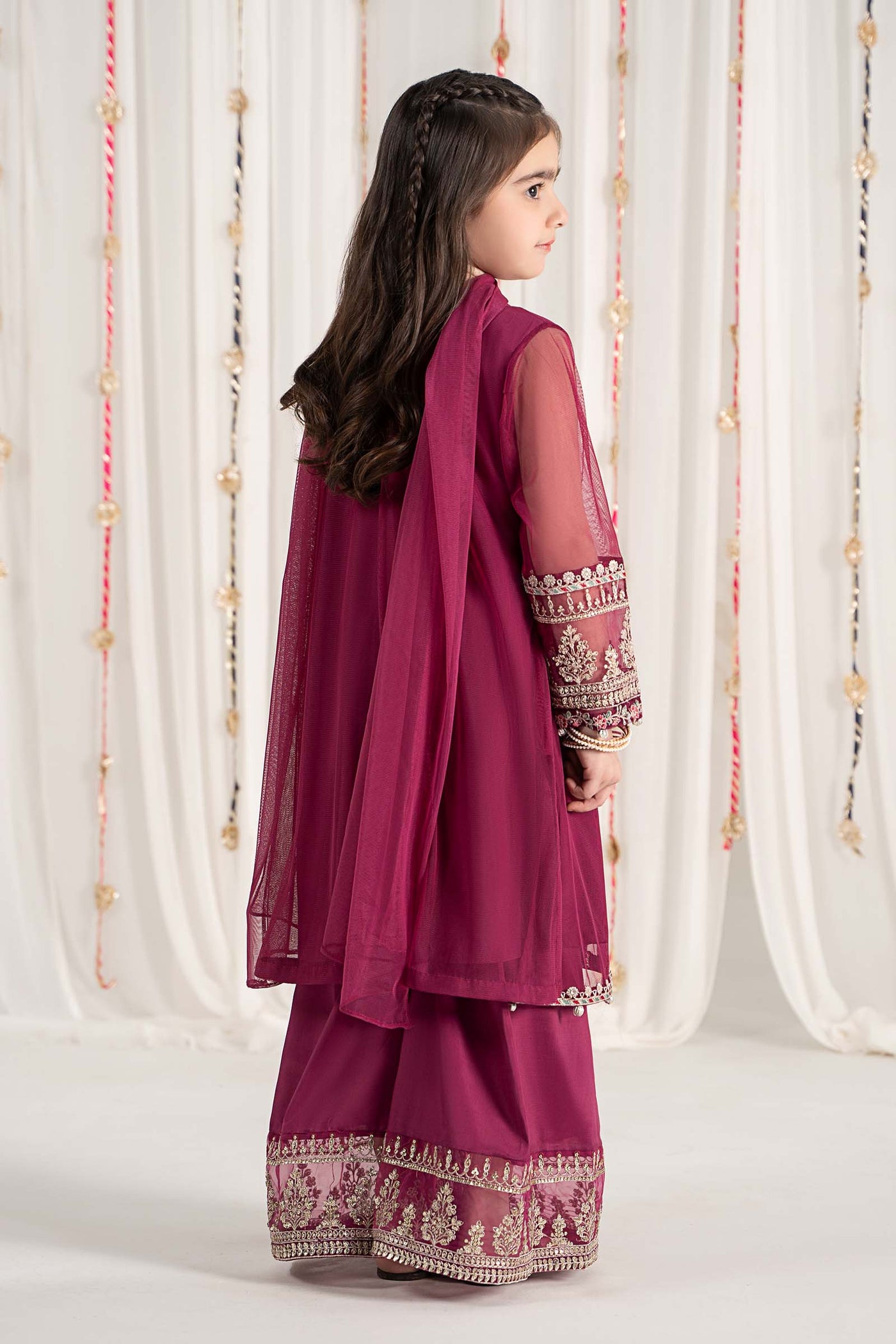 3 Piece Embroidered Polyester Net Suit | MKS-EF25-43