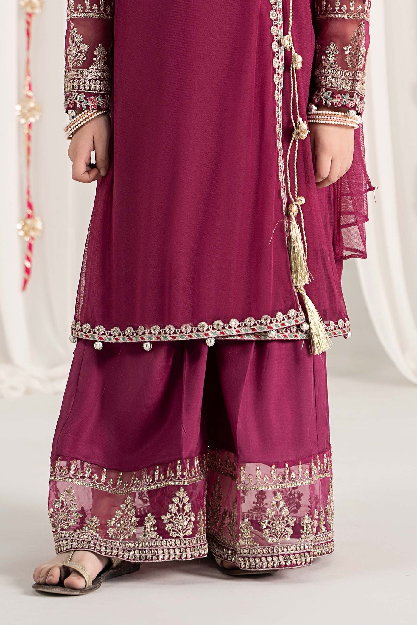 3 Piece Embroidered Polyester Net Suit | MKS-EF25-43