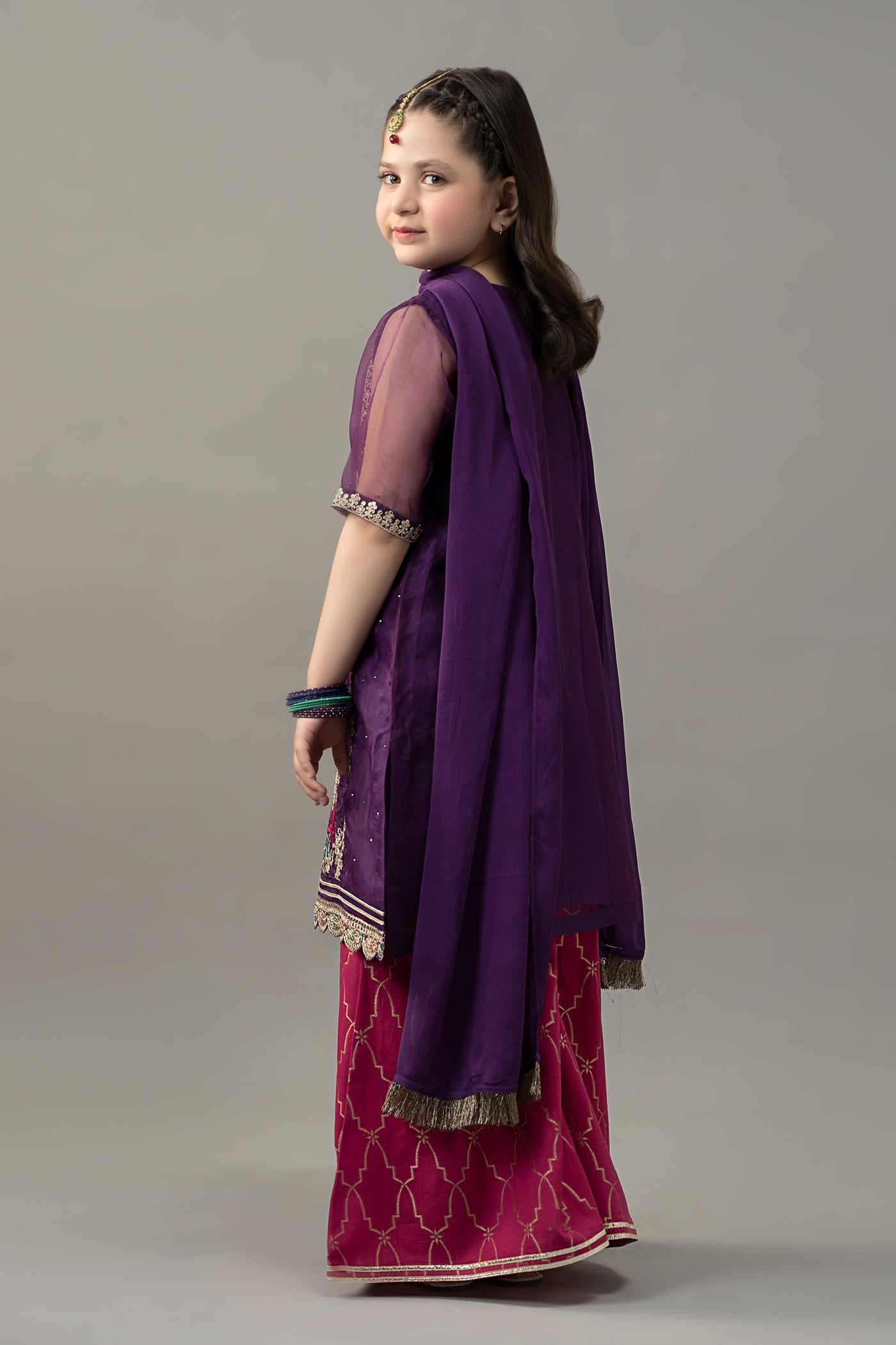 3 Piece Embroidered Raw Silk Suit | MKS-EF25-45