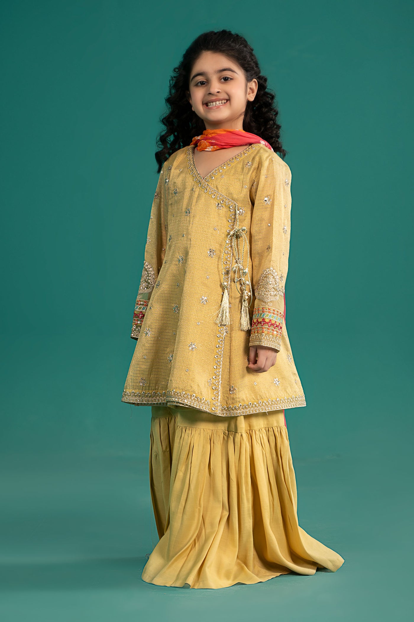 3 Piece Embroidered Cotton Zari Net Suit | MKS-EF25-46