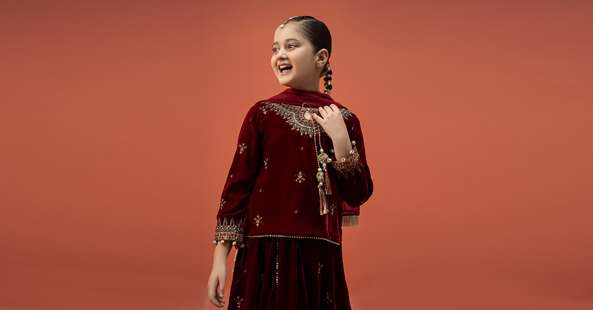 3 Piece Embroidered Velvet Suit | MKS-W24-14