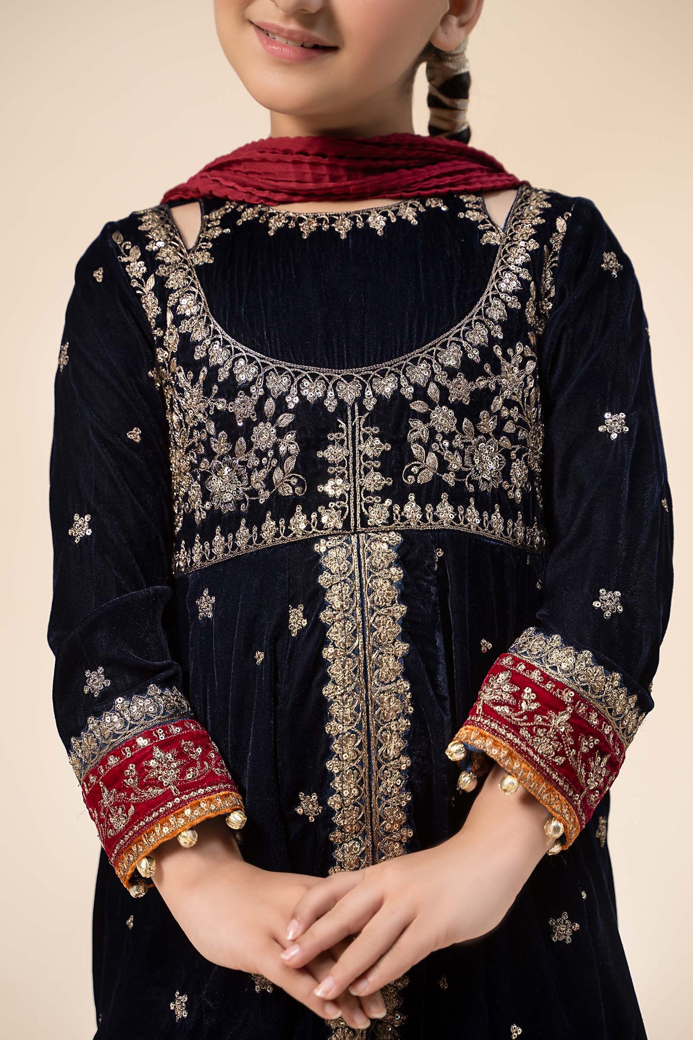 3 Piece Embroidered Velvet Suit | MKS-W24-17