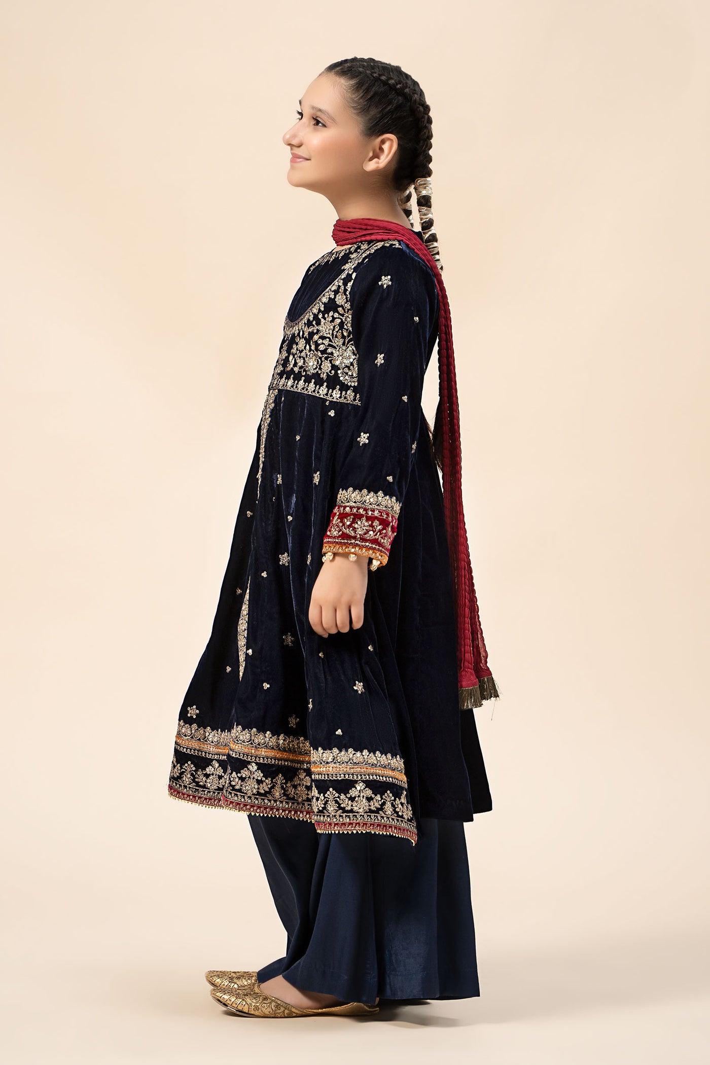 3 Piece Embroidered Velvet Suit | MKS-W24-17