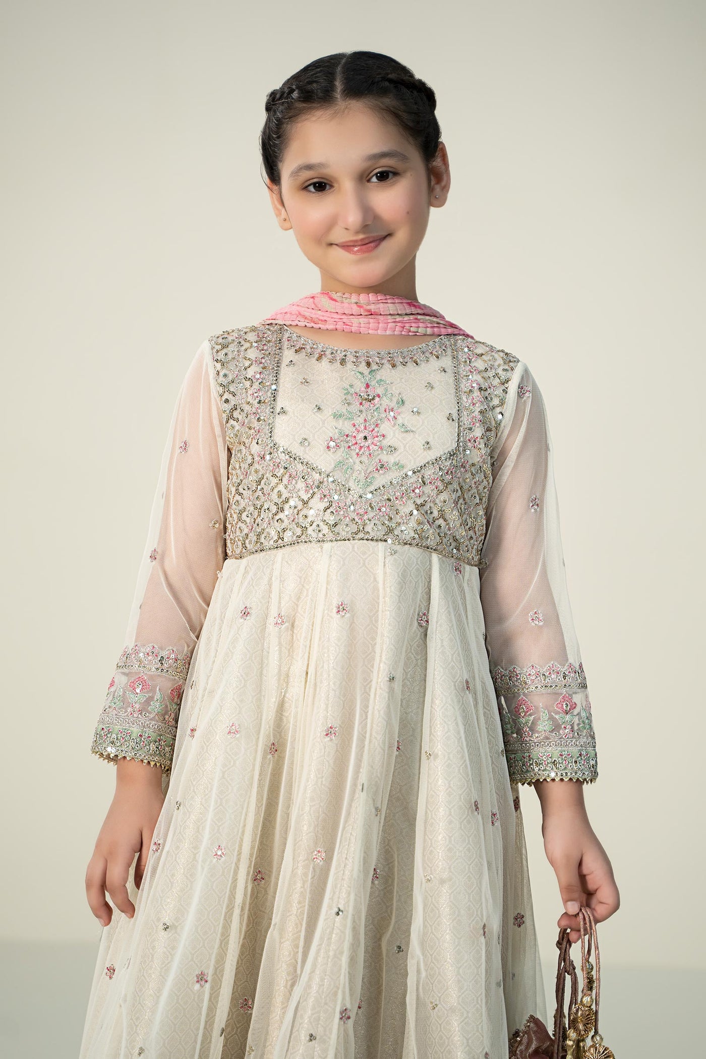 3 Piece Embroidered Net Suit | MKS-W24-18