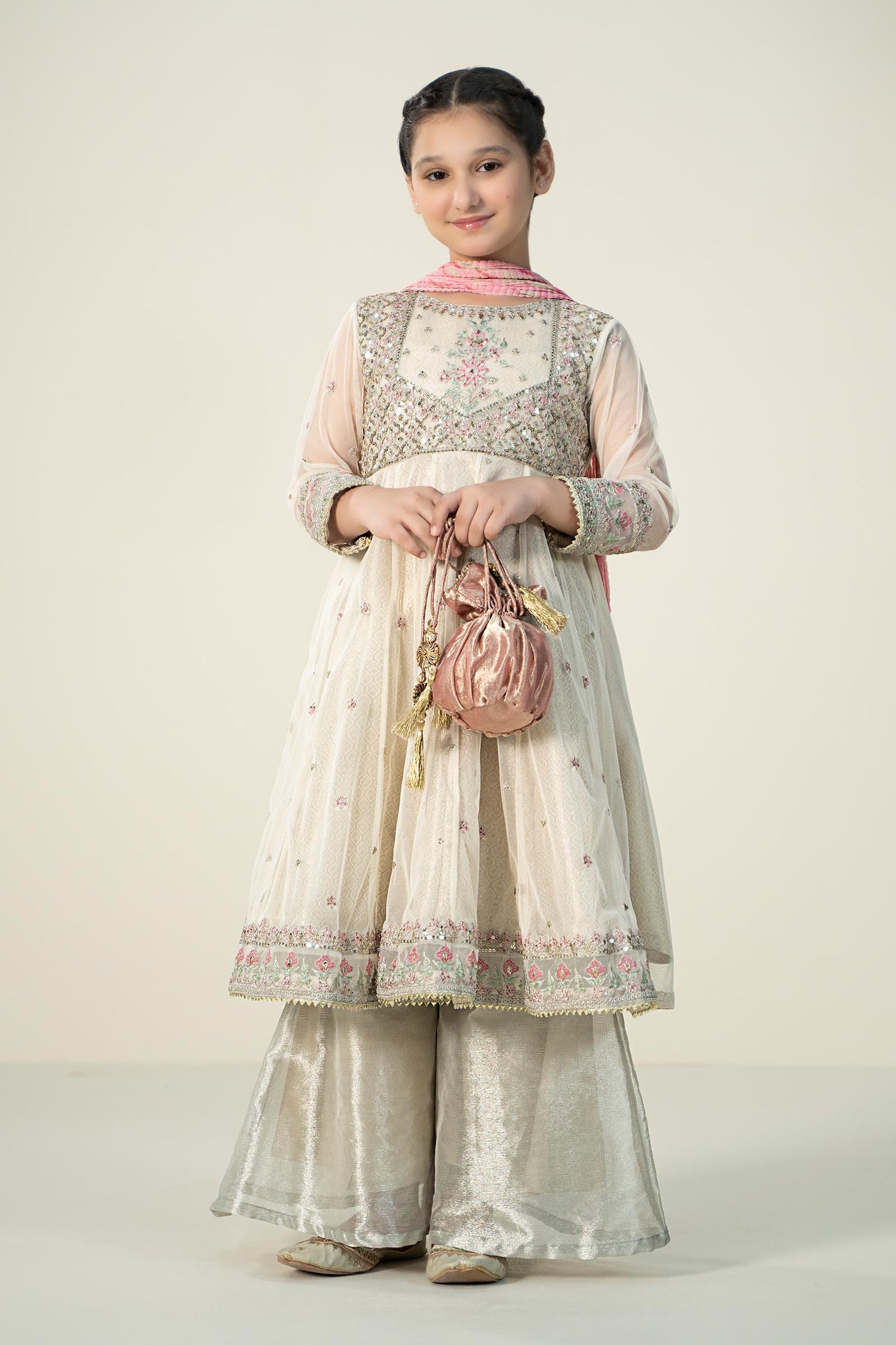 3 Piece Embroidered Net Suit | MKS-W24-18