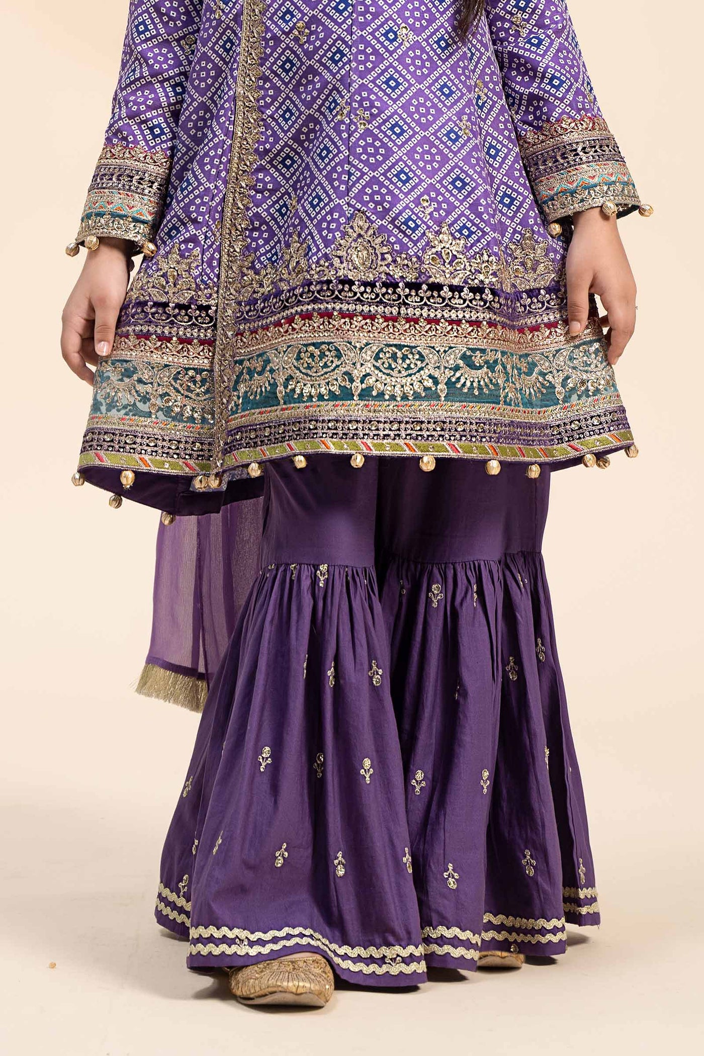 3 Piece Embroidered Raw Silk Suit | MKS-W24-20