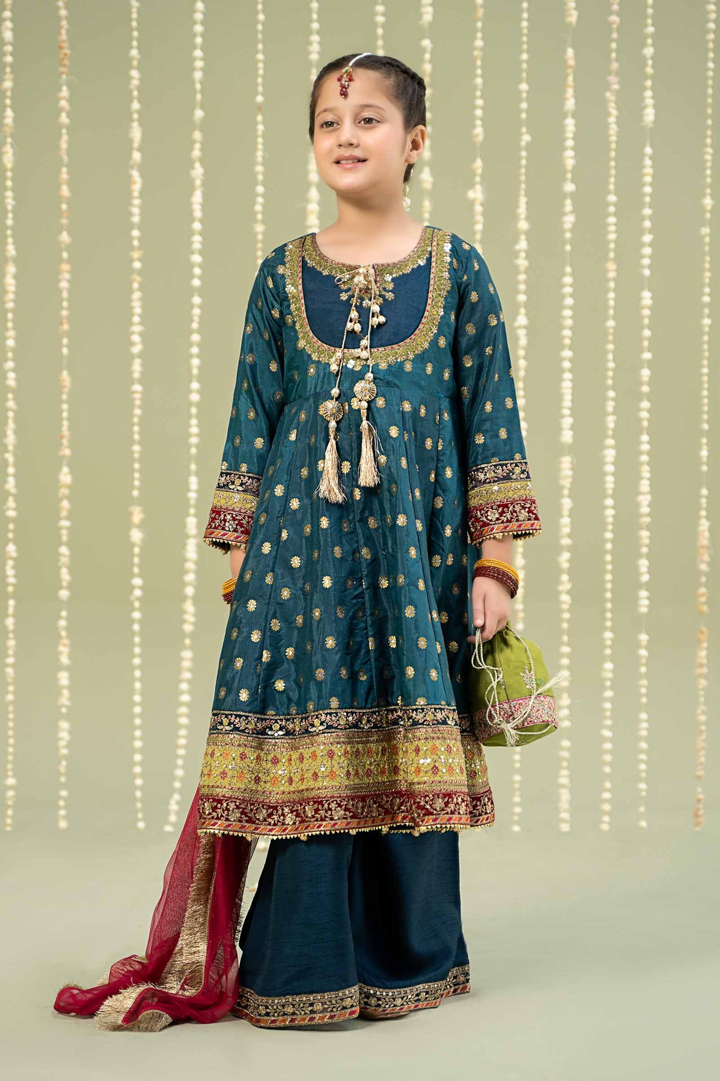 3 Piece Embroidered Jamawar Suit | MKS-W24-22