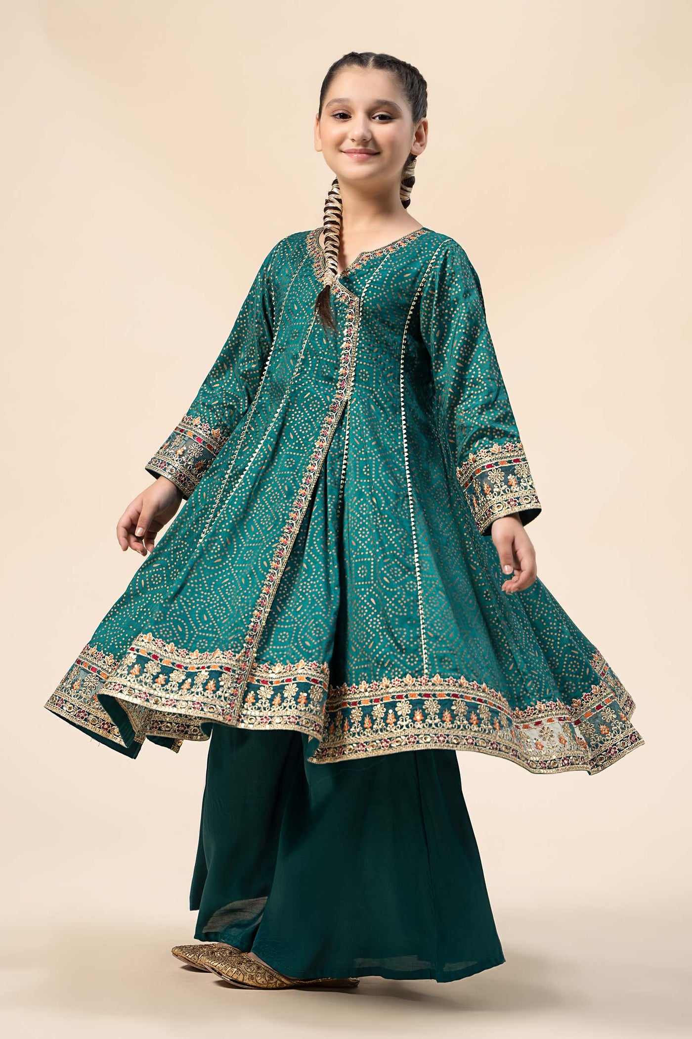 3 Piece Embroidered Raw Silk Suit | MKS-W24-29