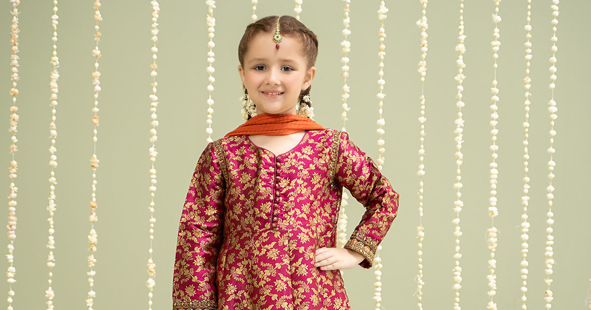 3 Piece Embroidered Jamawar Suit | MKS-W24-30