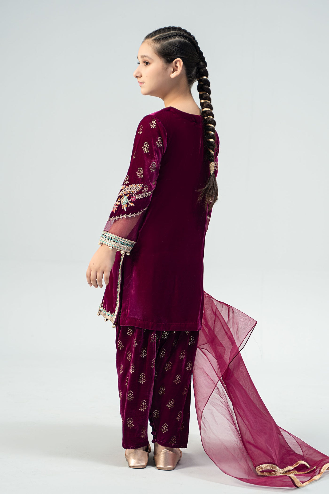 3 Piece Embroidered Velvet Suit | MKS-W24-32