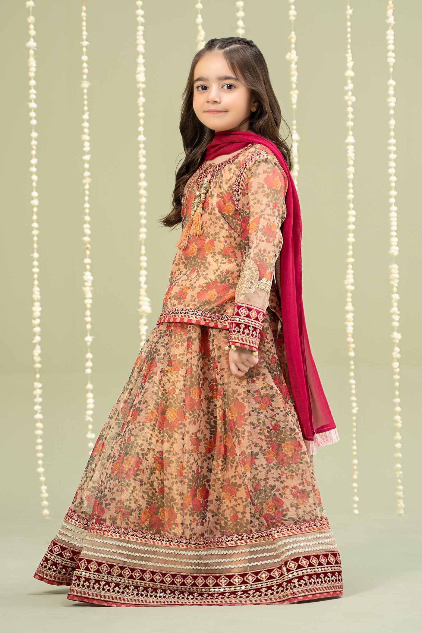 3 Piece Embroidered Cotton Maoori Net Suit | MKS-W24-35