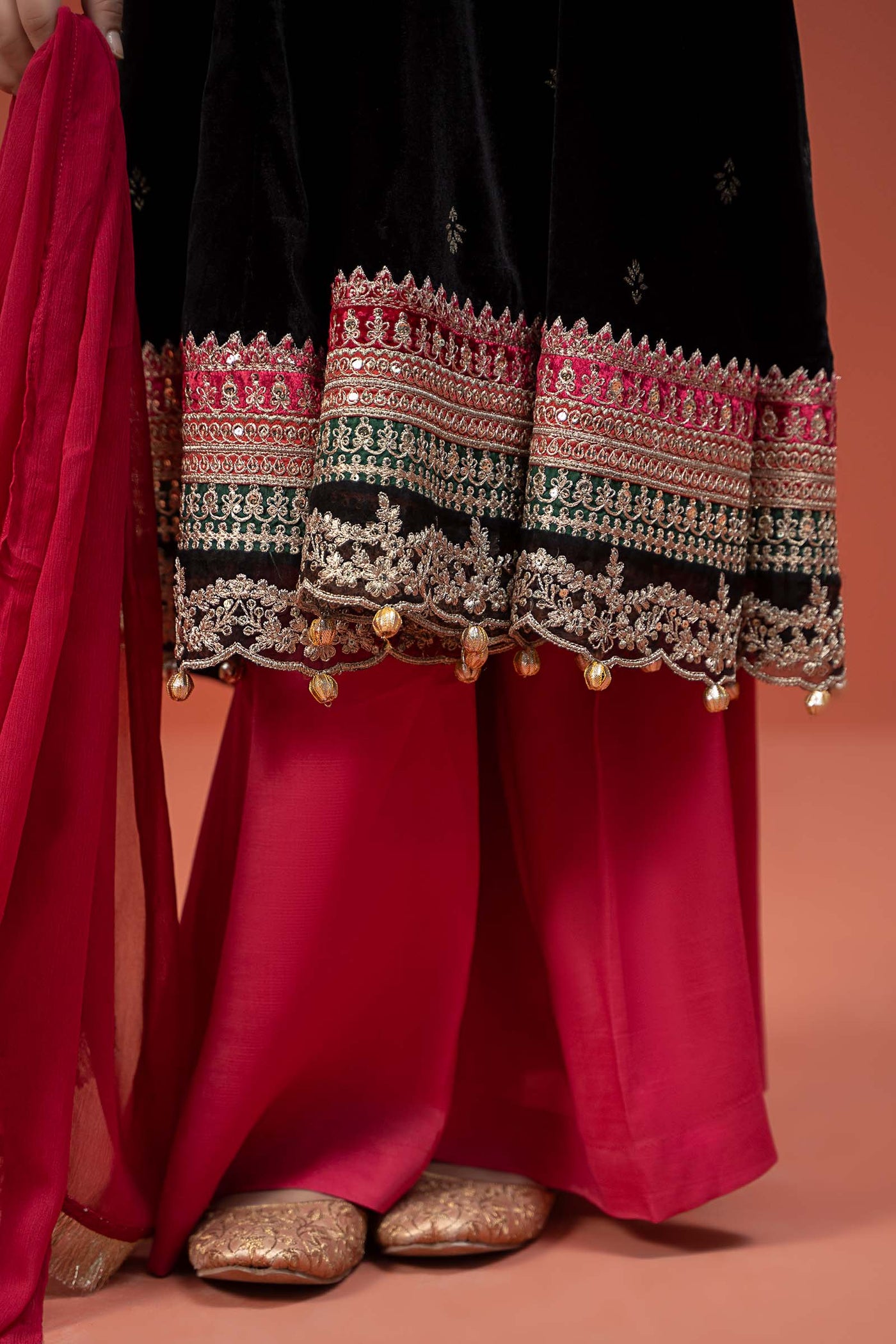 3 Piece Embroidered Velvet Suit | MKS-W24-36