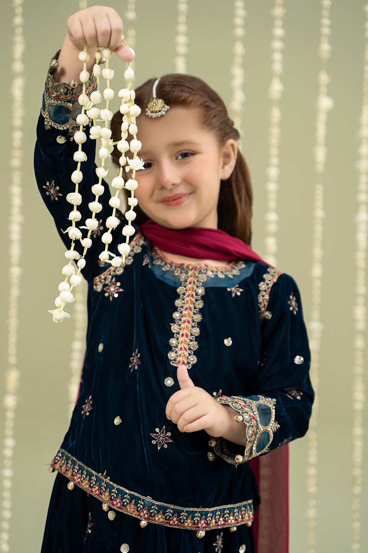 3 Piece Embroidered Velvet Suit | MKS-W24-37