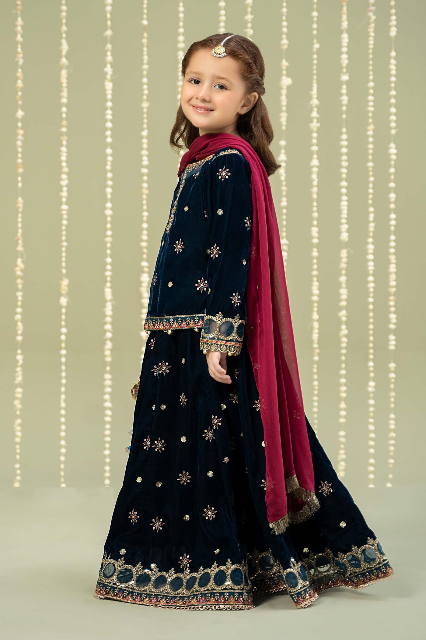 3 Piece Embroidered Velvet Suit | MKS-W24-37