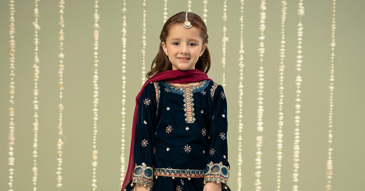 3 Piece Embroidered Velvet Suit | MKS-W24-37