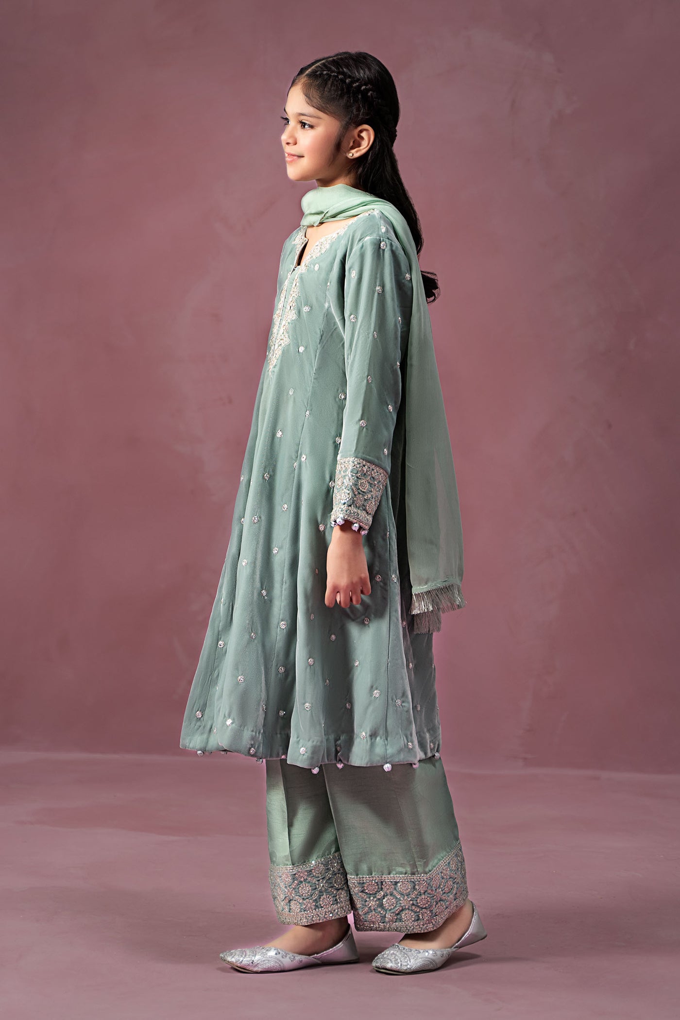 3 Piece Embroidered Velvet Suit | MKS-W24-38