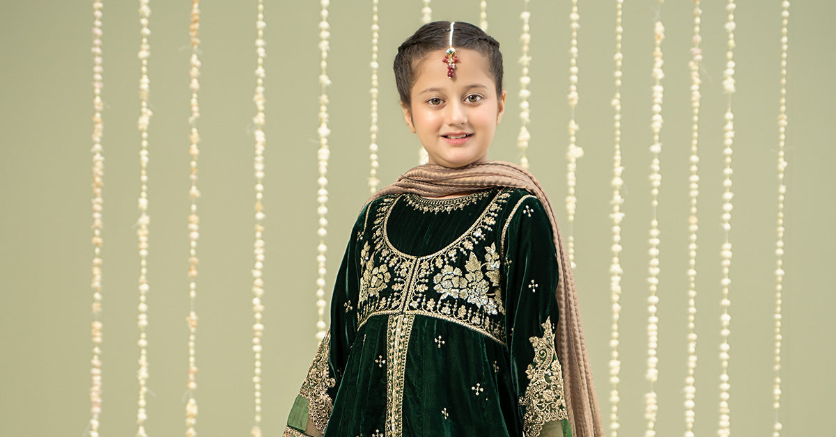 3 Piece Embroidered Velvet Suit | MKS-W24-40