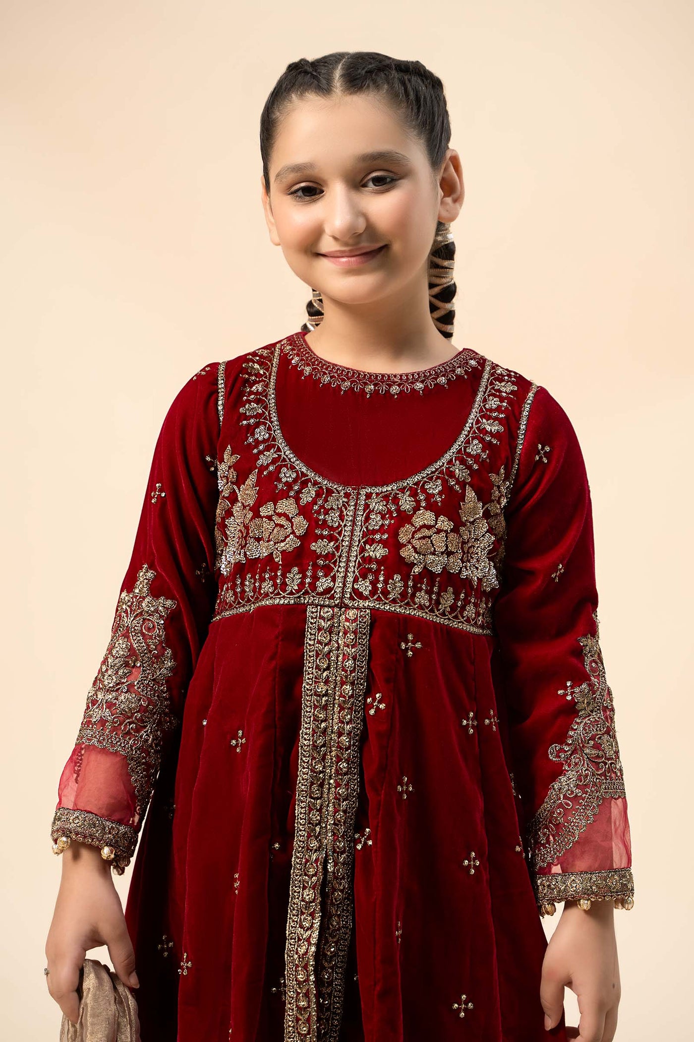 3 Piece Embroidered Velvet Suit | MKS-W24-40